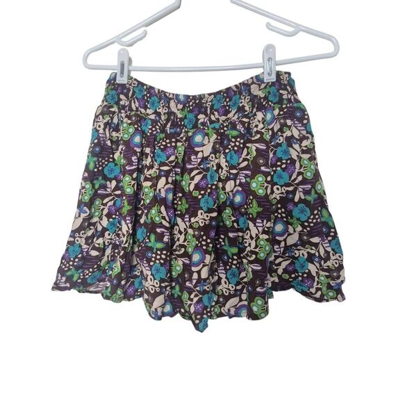 Arizona Brown Floral Ruffle Skort Pockets Boho Y2K Kids Size XL 16 - Picture 2 of 3